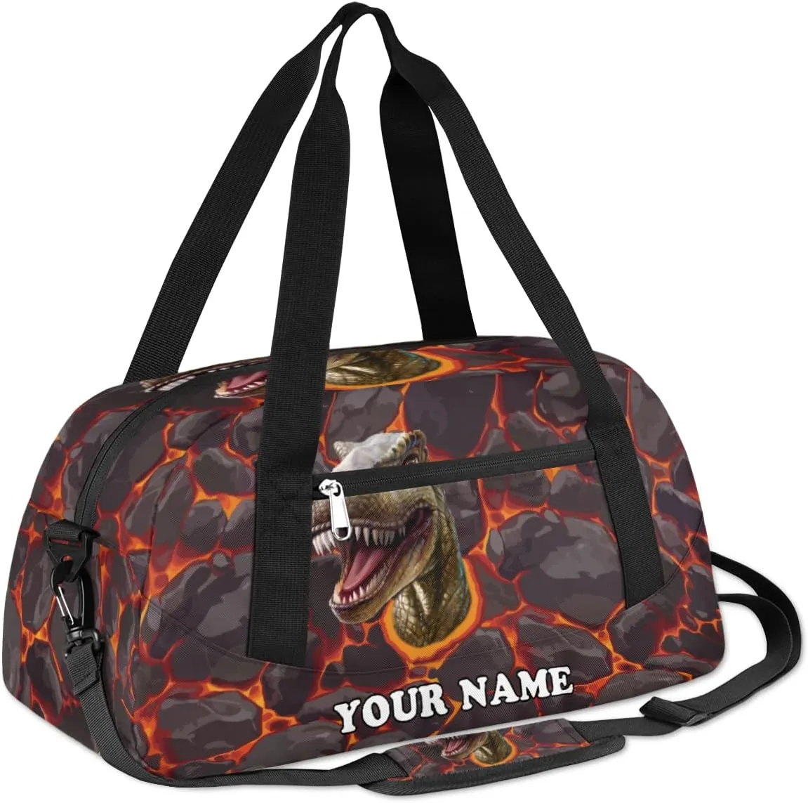 Custom Kids Duffel Overnight Bag Scary Dinosaur Personalized Kids Duffel Bag for Girls Boys Customized Kids Gifts - 3D Dinosaur Magma