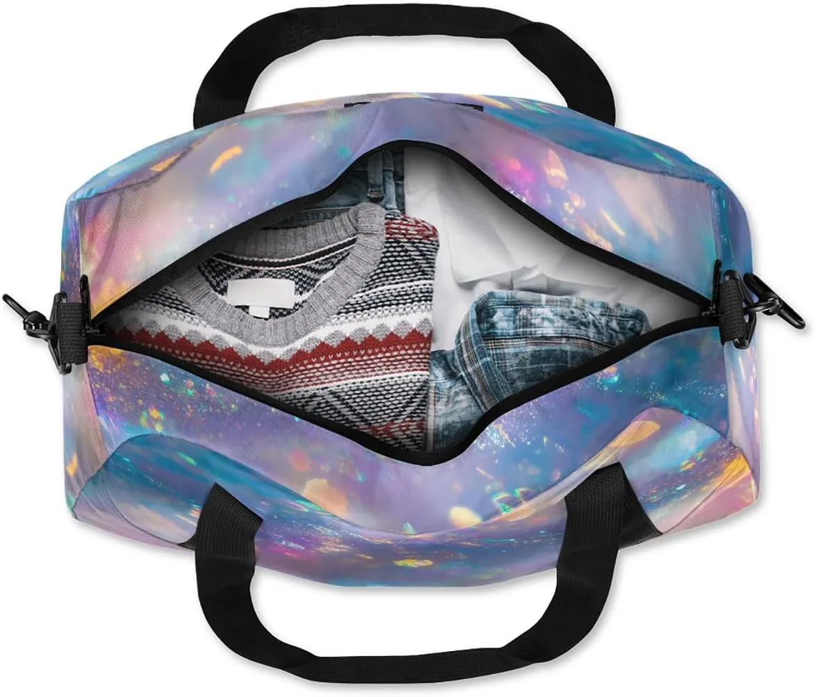 Custom Kids Sports Duffel Bag Iridexcent Glitter Gymnast Personalized Dance Gym Bag for Boys Girls Lightweight Weekender Travel Duffle Cheer Bag