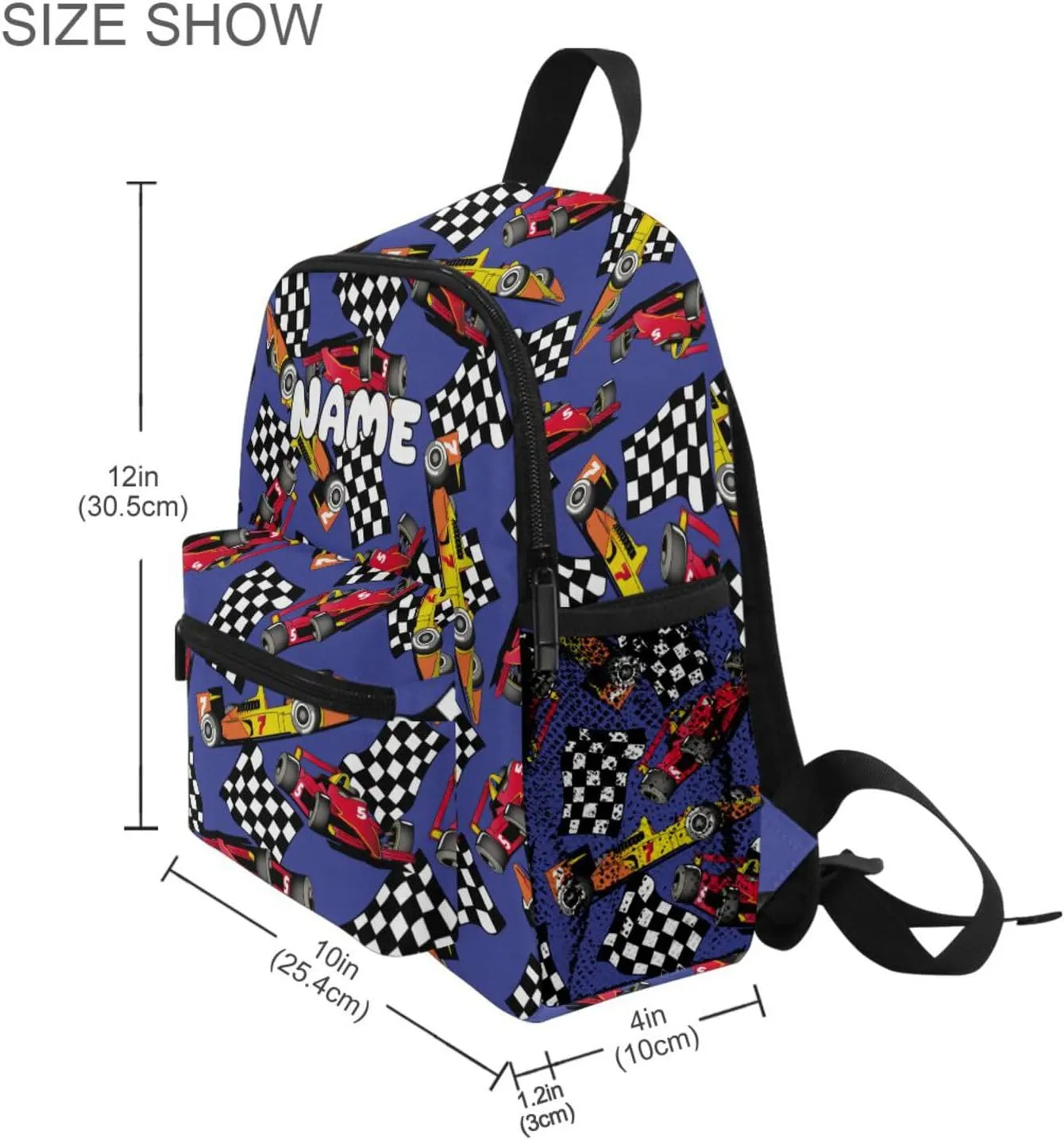 Custom Kids Toddler Backpack, Red Car Backpack for Boys Girls, Preschool School Children Schoolbag Nursery Junior Primary Student Travel Bag