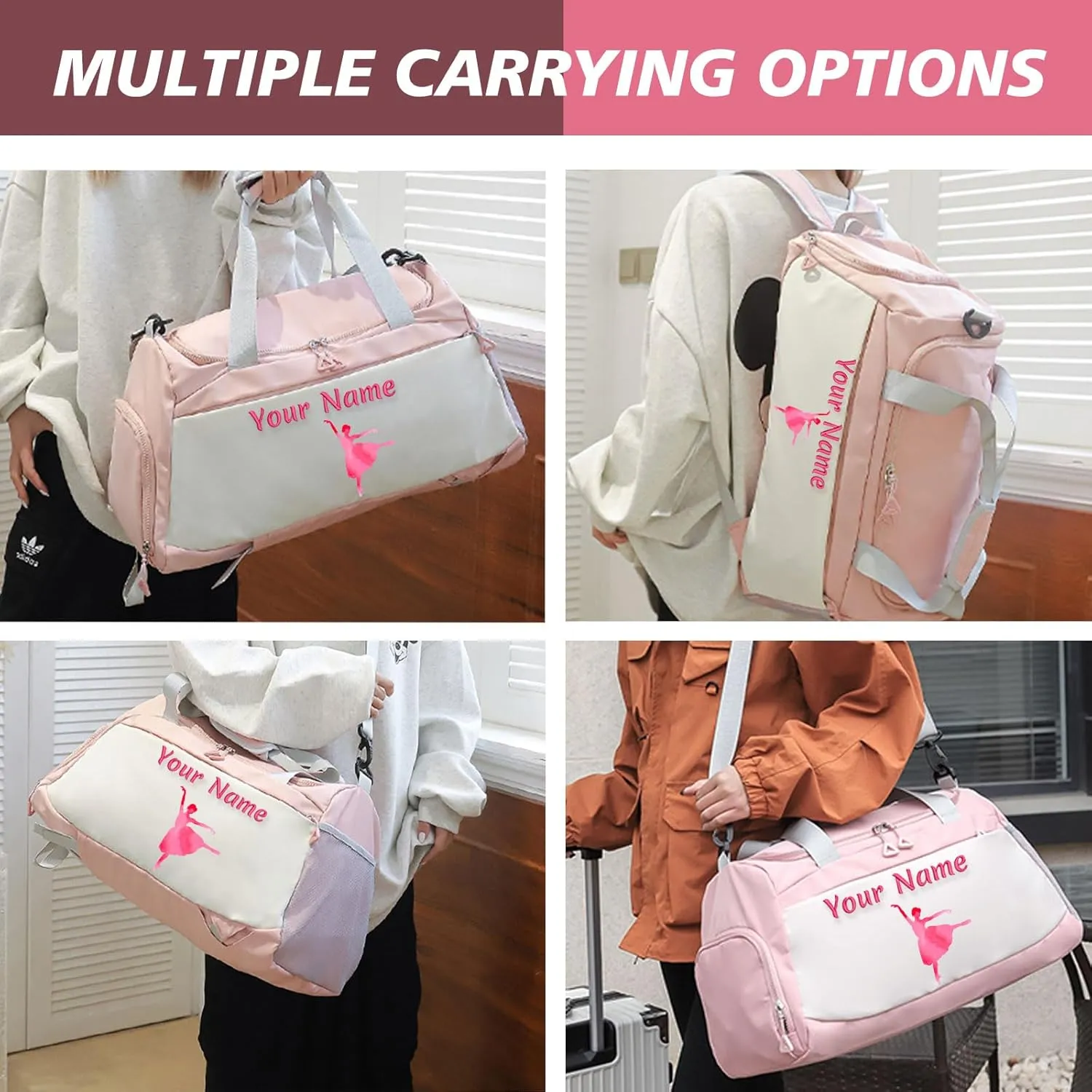 Custom Large Capacity Sports Duffel Bag, Personalized Gym Bag for Men, Weekend Overnight Carry On Bag - With Shoes Compartment and Wet Dry Pocket - Adjustable Strap - Tote Bag/Backpack Dual-purpose