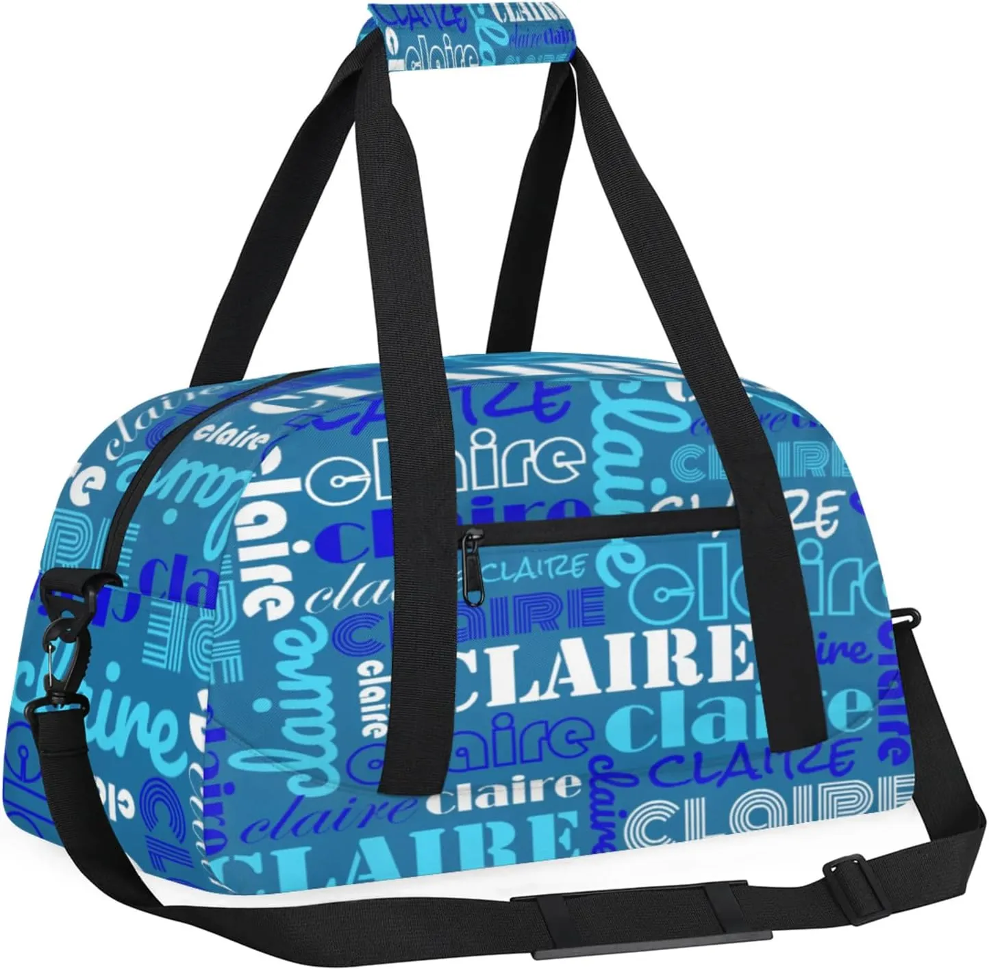 Custom Name Kids Gym Sport Bag for Boys Girls, Personalized Gymnastics Ballet Dance Bag Customized Small Duffel Travel Bag Teen Weekender Overnight Bag, Blue