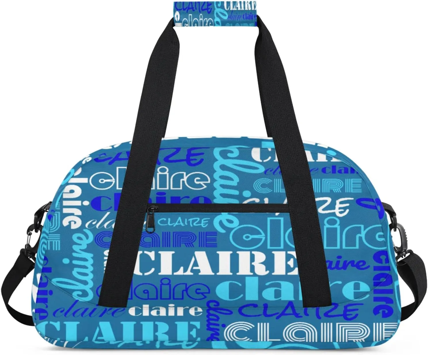 Custom Name Kids Gym Sport Bag for Boys Girls, Personalized Gymnastics Ballet Dance Bag Customized Small Duffel Travel Bag Teen Weekender Overnight Bag, Blue