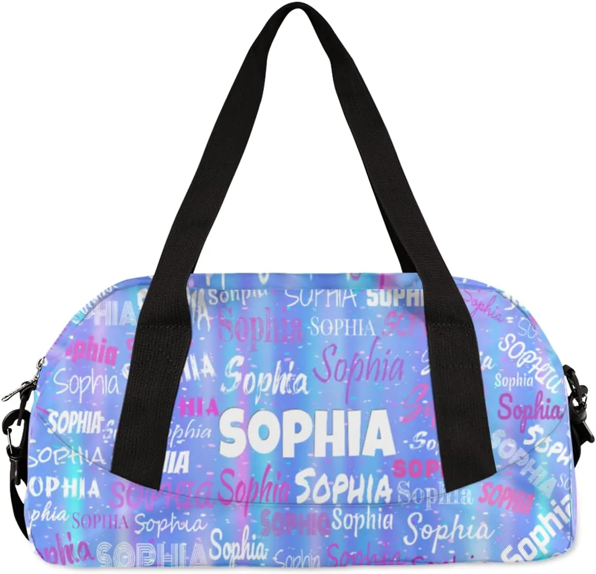Custom Name Sports Duffel Bag Girls, Personalized Gym Dance Cheerleaders Bag Travel Weekender Tote Carry-On Fitness Perform Training Bag, Gradient Purple Blue