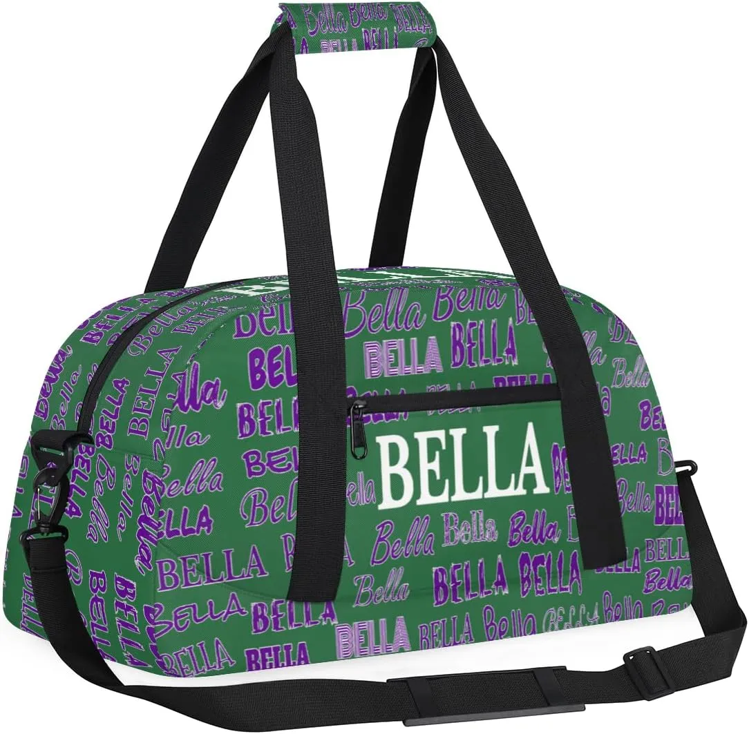 Custom Name Sports Duffel Bag, Personalized Gym Dance Cheerleaders Bag Travel Weekender Tote Carry-On Fitness Perform Bag, Dark Green