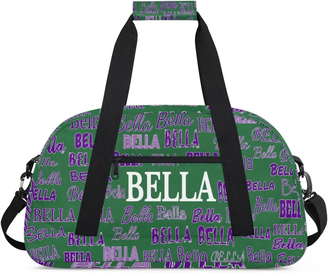 Custom Name Sports Duffel Bag, Personalized Gym Dance Cheerleaders Bag Travel Weekender Tote Carry-On Fitness Perform Bag, Dark Green