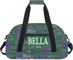 Custom Name Sports Duffel Bag, Personalized Gym Dance Cheerleaders Bag Travel Weekender Tote Carry-On Fitness Perform Bag, Dark Green