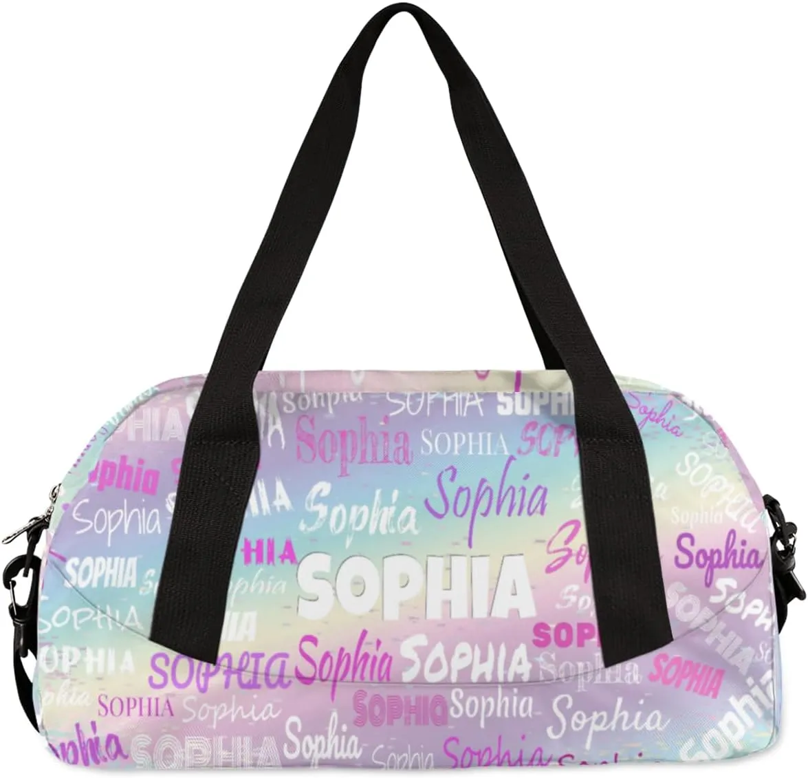 Custom Named Dance Workout Bag Girls, Gym Bag Sports Travel Duffle Bag Tote Dance Swimming Carry On Weekend Sports Travel Bag, Light Color Purple