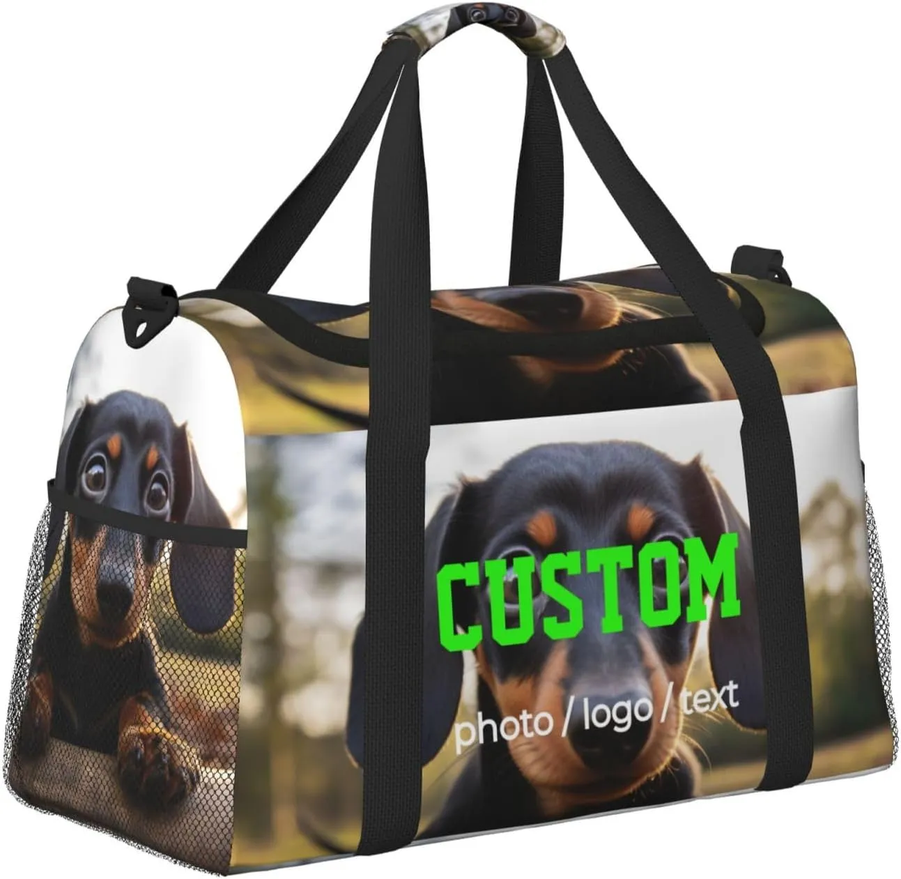 Custom Photo Big Sports Duffle Bag Customization Travel Gym Bag with Name Text Customize Personalized Unisex Weekender Workout Bag