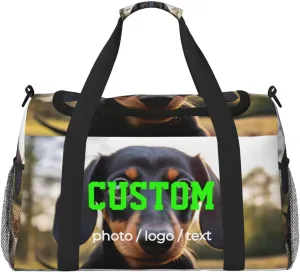 Custom Photo Big Sports Duffle Bag Customization Travel Gym Bag with Name Text Customize Personalized Unisex Weekender Workout Bag