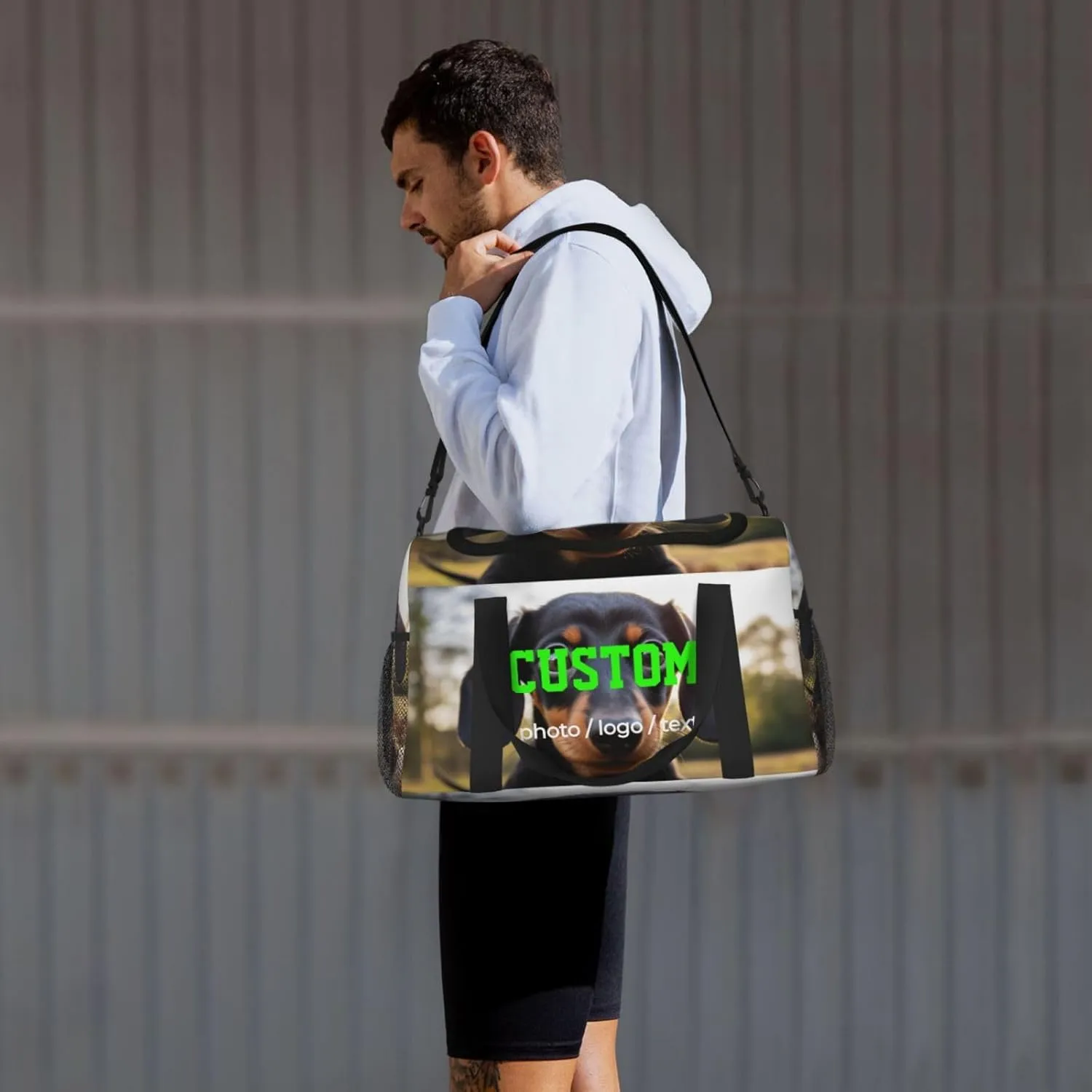 Custom Photo Big Sports Duffle Bag Customization Travel Gym Bag with Name Text Customize Personalized Unisex Weekender Workout Bag
