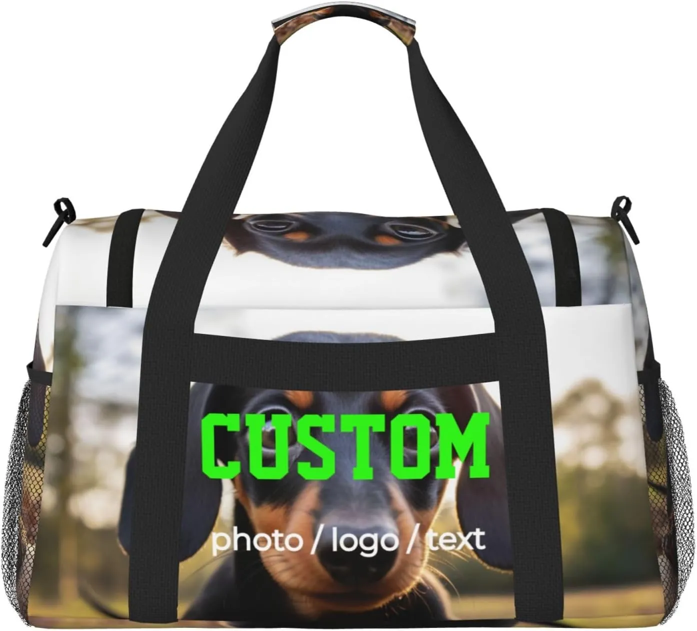 Custom Photo Big Sports Duffle Bag Customization Travel Gym Bag with Name Text Customize Personalized Unisex Weekender Workout Bag