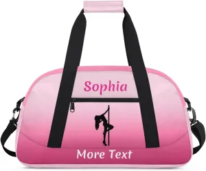 Custom Sport Duffel Bag for Girls, Personalized Kids Gym Bag, Overnight Weekender Bags for Teens, Travel Duffle Bag for Girls, Deeppink Pole Dance