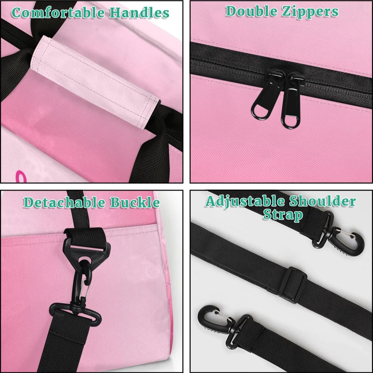 Custom Sport Duffel Bag for Girls, Personalized Kids Gym Bag, Overnight Weekender Bags for Teens, Travel Duffle Bag for Girls, Deeppink Pole Dance