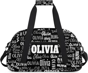 Custom Sports Bag Gym Bag for Boys Teens, Personalized Travel Bag Overnight Small Duffel Bag Gymnastics Swimming Sleepover Overnight Sports Bag, Solid Black