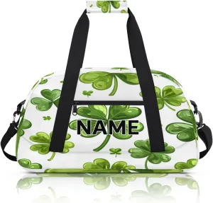 Custom St. Patrick's Day Small Gym Bag 18 inch for Women Men Personalized Green Shamrock Carry On Overnight Weekender Bag for Travel Work Dance Sport