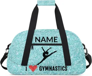 Custom Travel Duffle Bag, Gymnastics Duffel Bag Weekender Overnight Bag, Large Capacity Carry On Tote for Gym, Travel, Work, and Sports, Blue Shiny