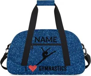 Custom Travel Duffle Bag, Gymnastics Duffel Bag Weekender Overnight Bag, Large Capacity Carry On Tote for Gym, Travel, Work, and Sports, Dark Blue Shiny