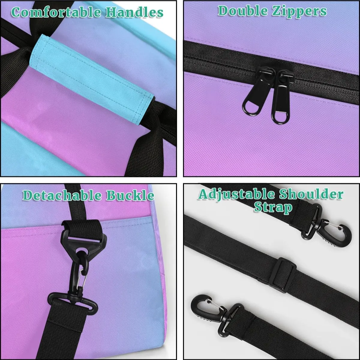 Custom Travel Duffle Bag, Initial Duffel Bag Weekender Overnight Bag, Large Capacity Carry On Tote for Gym, Travel, Work, and Sports, Blue Pink
