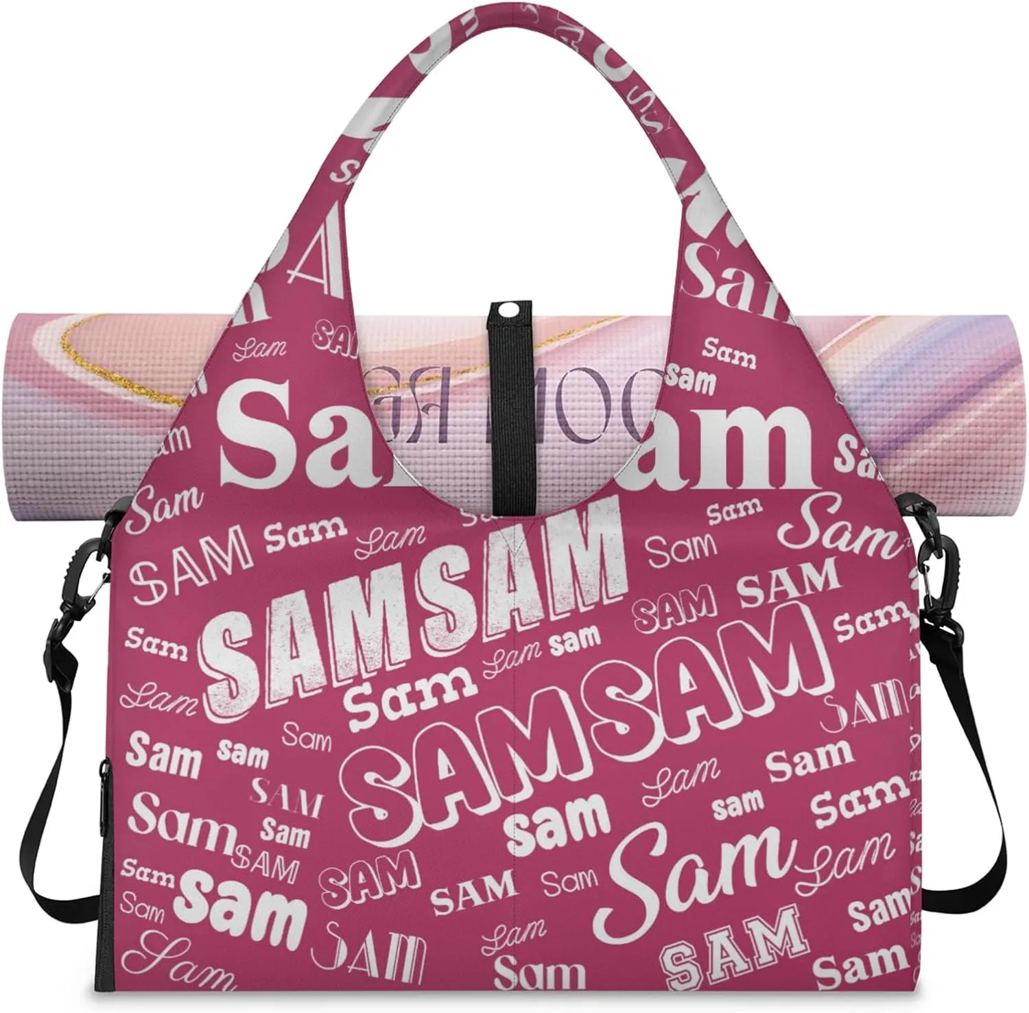 Custom Yoga Mat Bag for Women Personalized Name Dance Duffle Weekender Overnight Bag