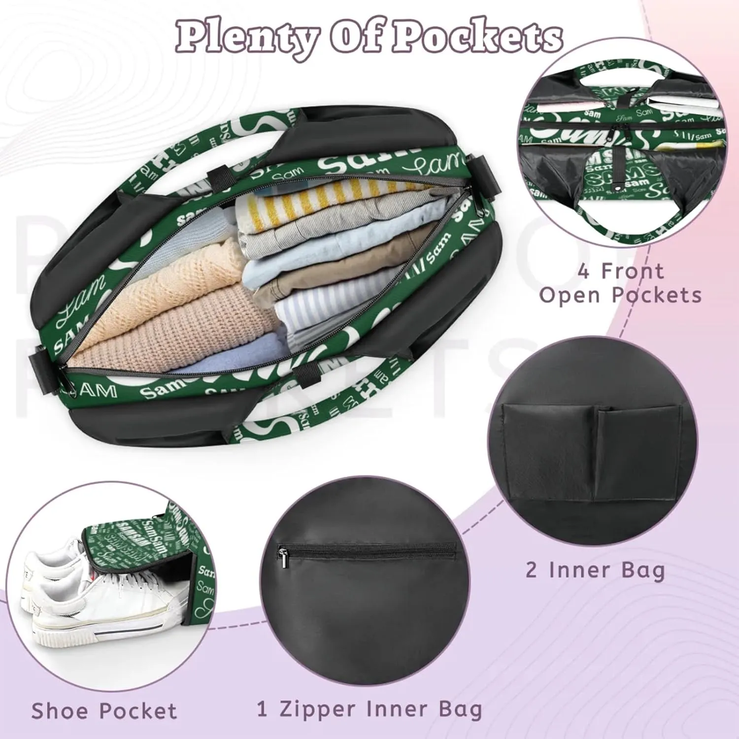 Custom Yoga Mat Bag for Women Personalized Name Dance Duffle Weekender Overnight Bag