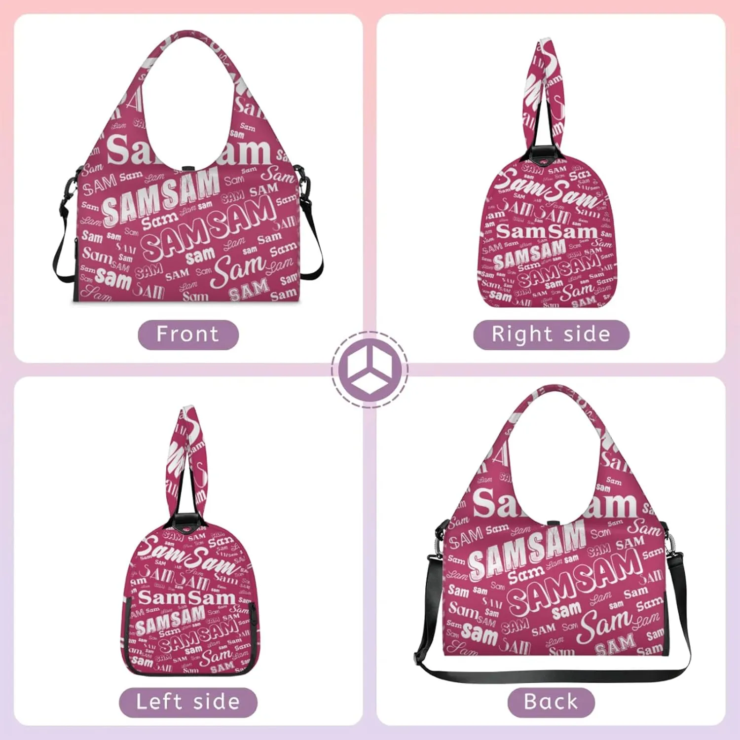 Custom Yoga Mat Bag for Women Personalized Name Dance Duffle Weekender Overnight Bag