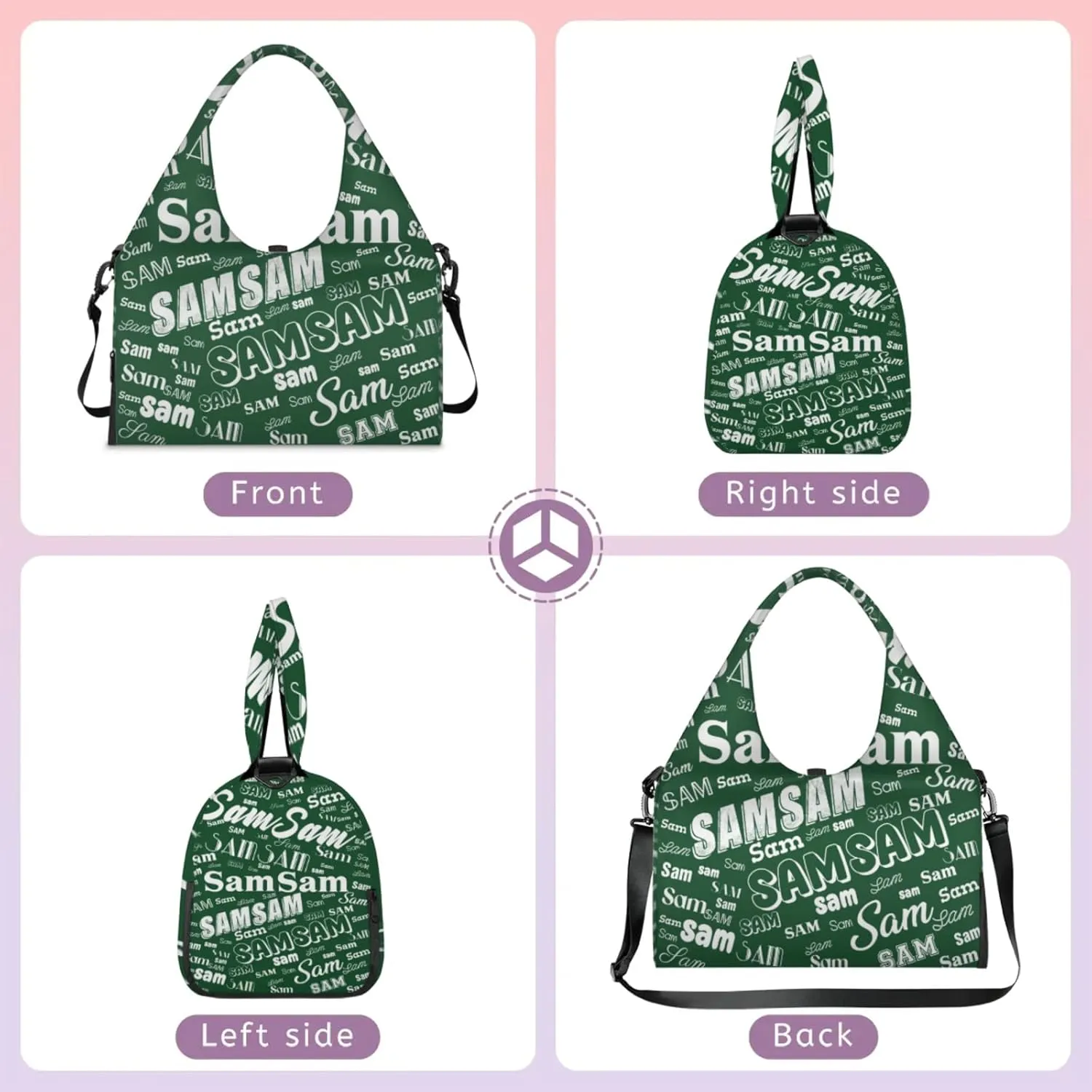 Custom Yoga Mat Bag for Women Personalized Name Dance Duffle Weekender Overnight Bag