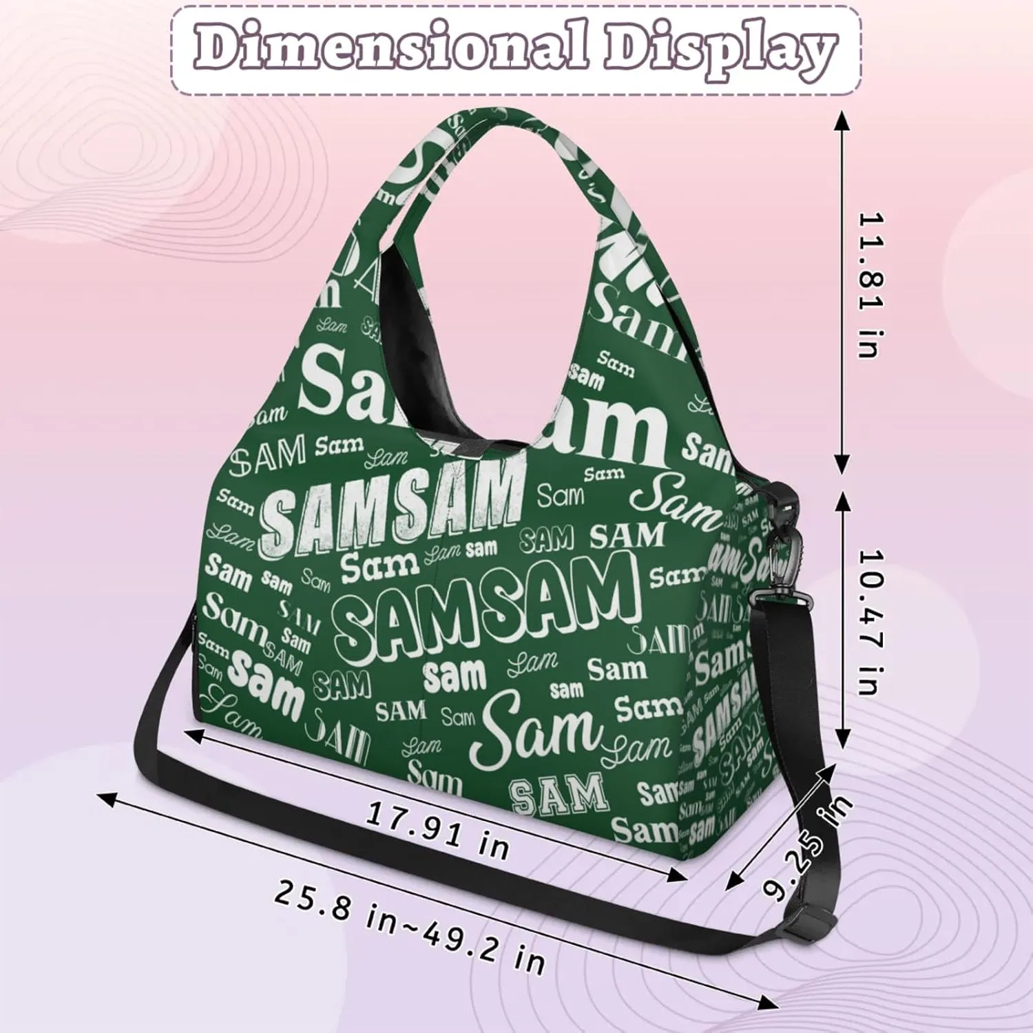 Custom Yoga Mat Bag for Women Personalized Name Dance Duffle Weekender Overnight Bag