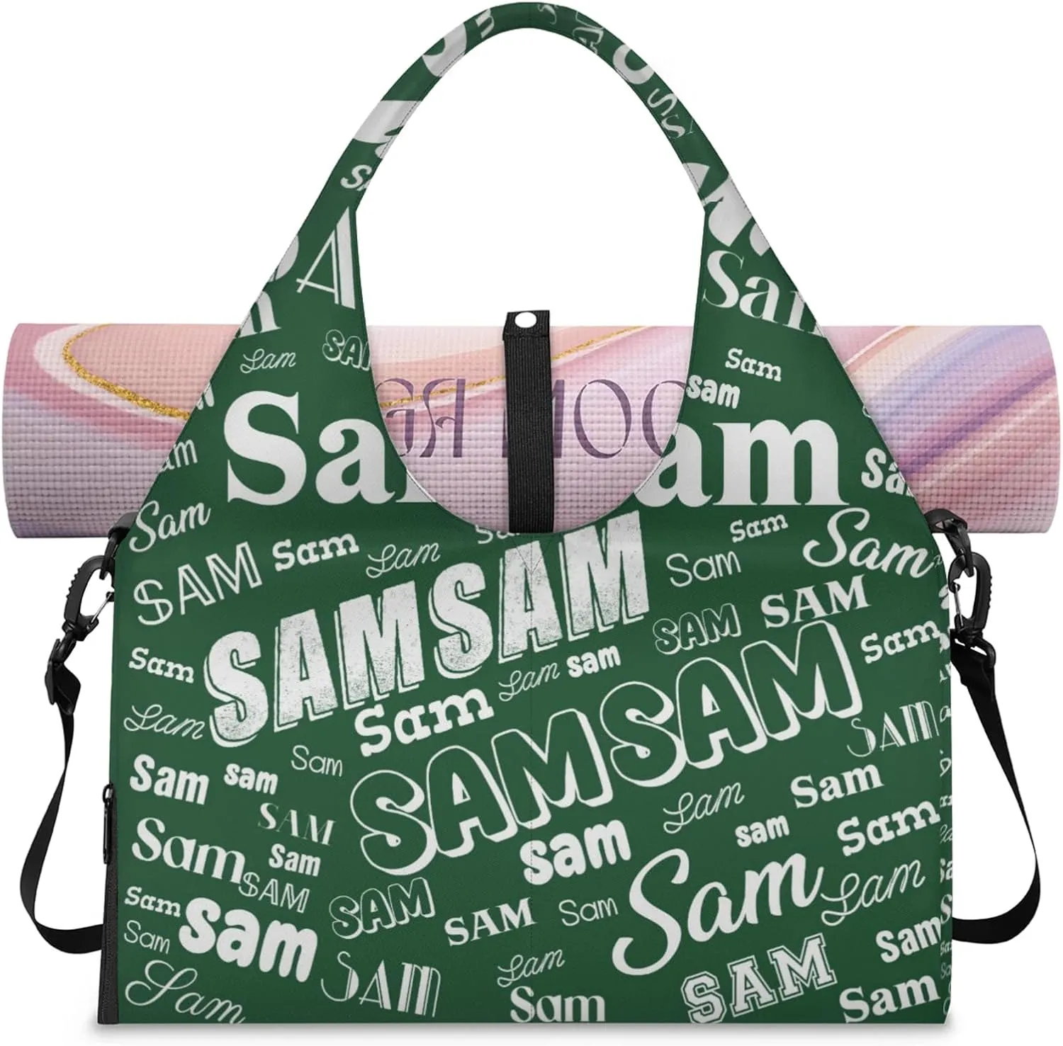 Custom Yoga Mat Bag for Women Personalized Name Dance Duffle Weekender Overnight Bag