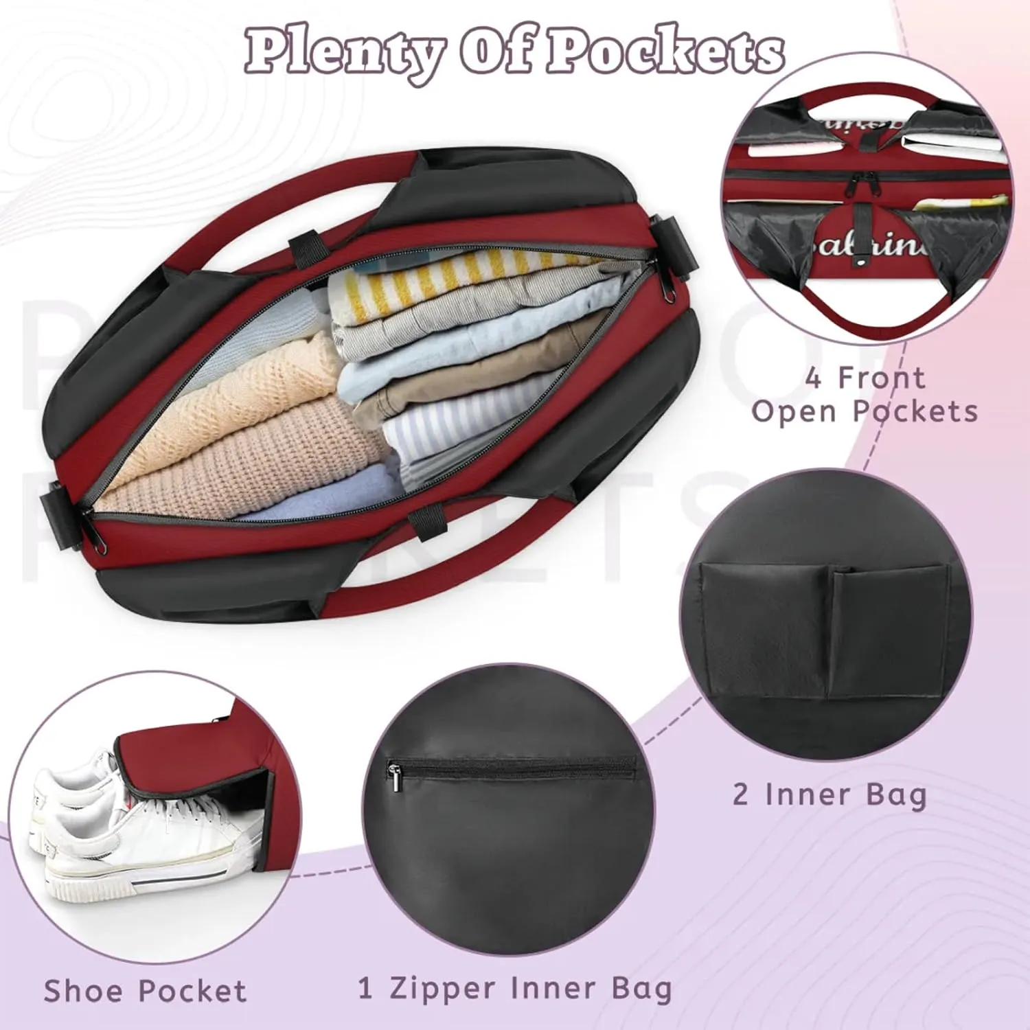 Custom Yoga Mat Gym Bag Tote Bag for Women Travel Workout Personalized Name Pilates Duffle Bag