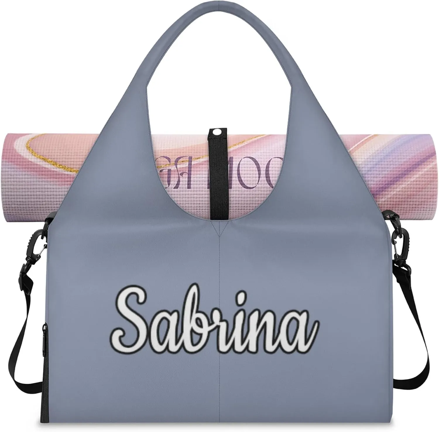 Custom Yoga Mat Gym Bag Tote Bag for Women Travel Workout Personalized Name Pilates Duffle Bag