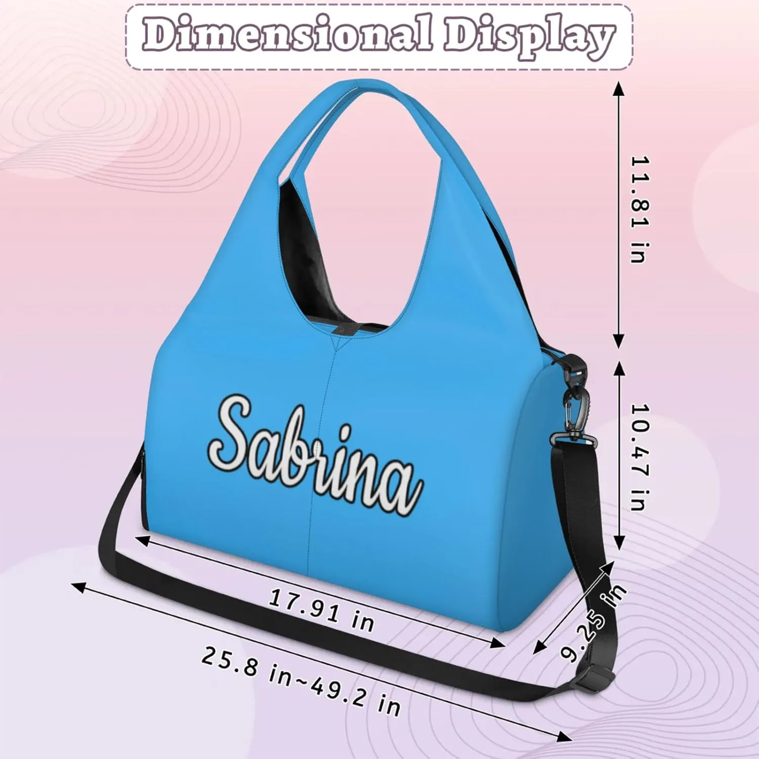 Custom Yoga Mat Gym Bag Tote Bag for Women Travel Workout Personalized Name Pilates Duffle Bag