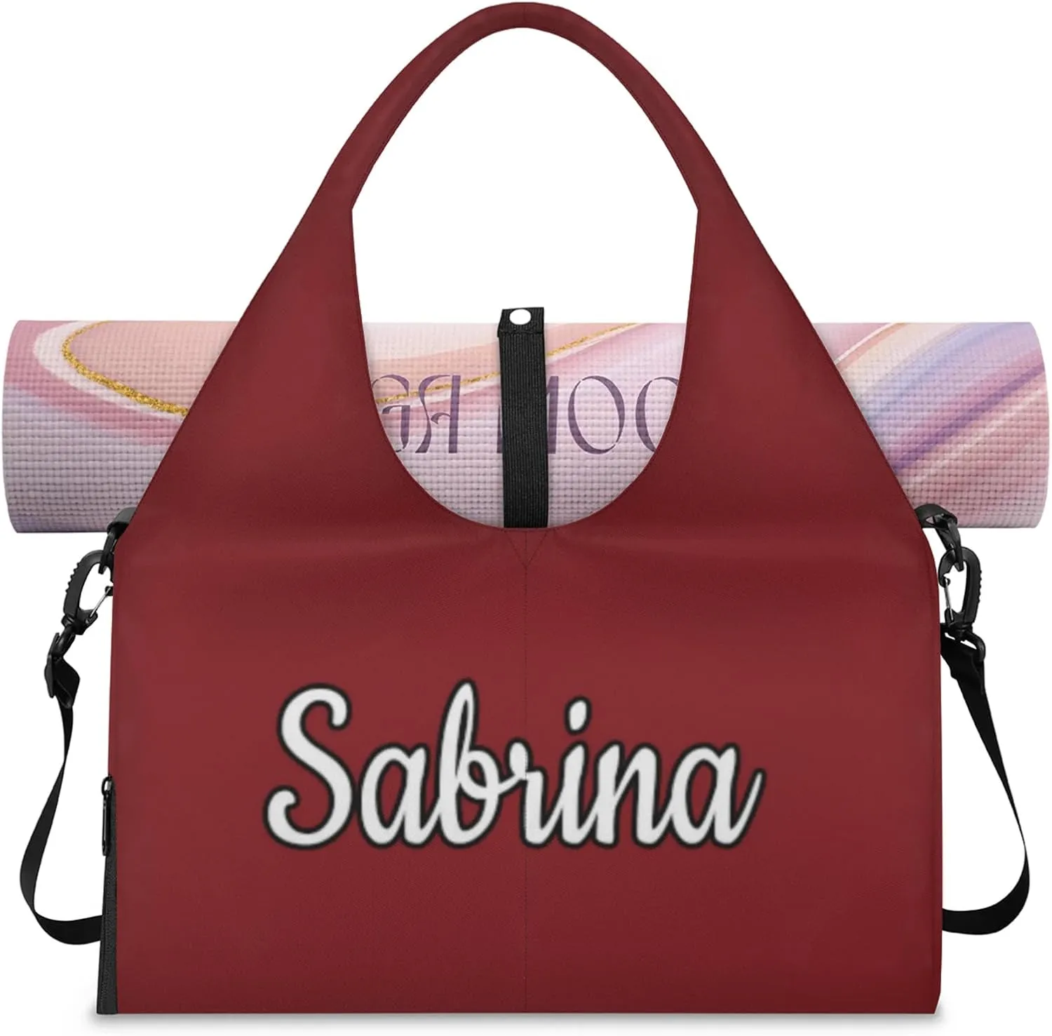 Custom Yoga Mat Gym Bag Tote Bag for Women Travel Workout Personalized Name Pilates Duffle Bag