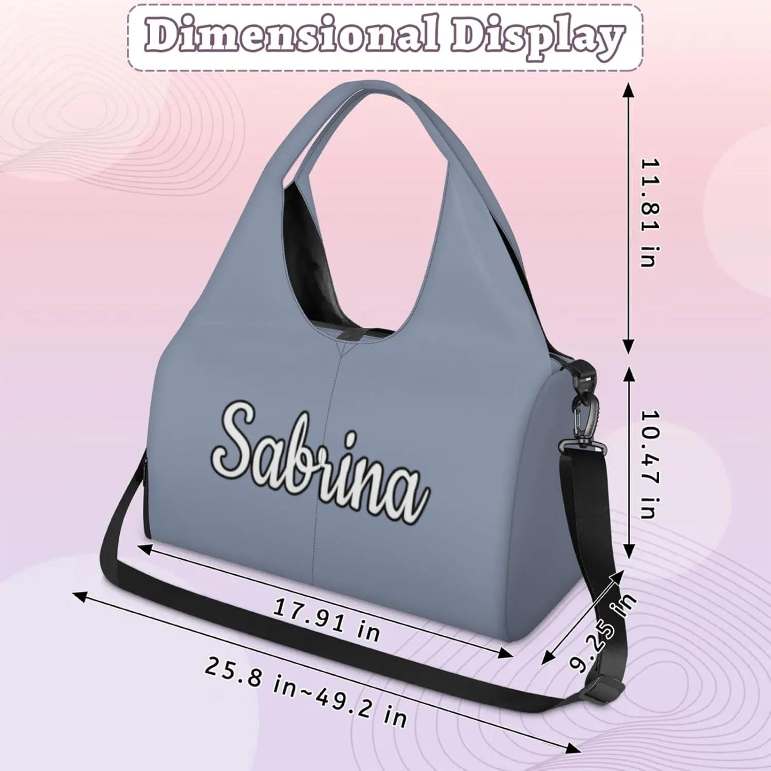 Custom Yoga Mat Gym Bag Tote Bag for Women Travel Workout Personalized Name Pilates Duffle Bag