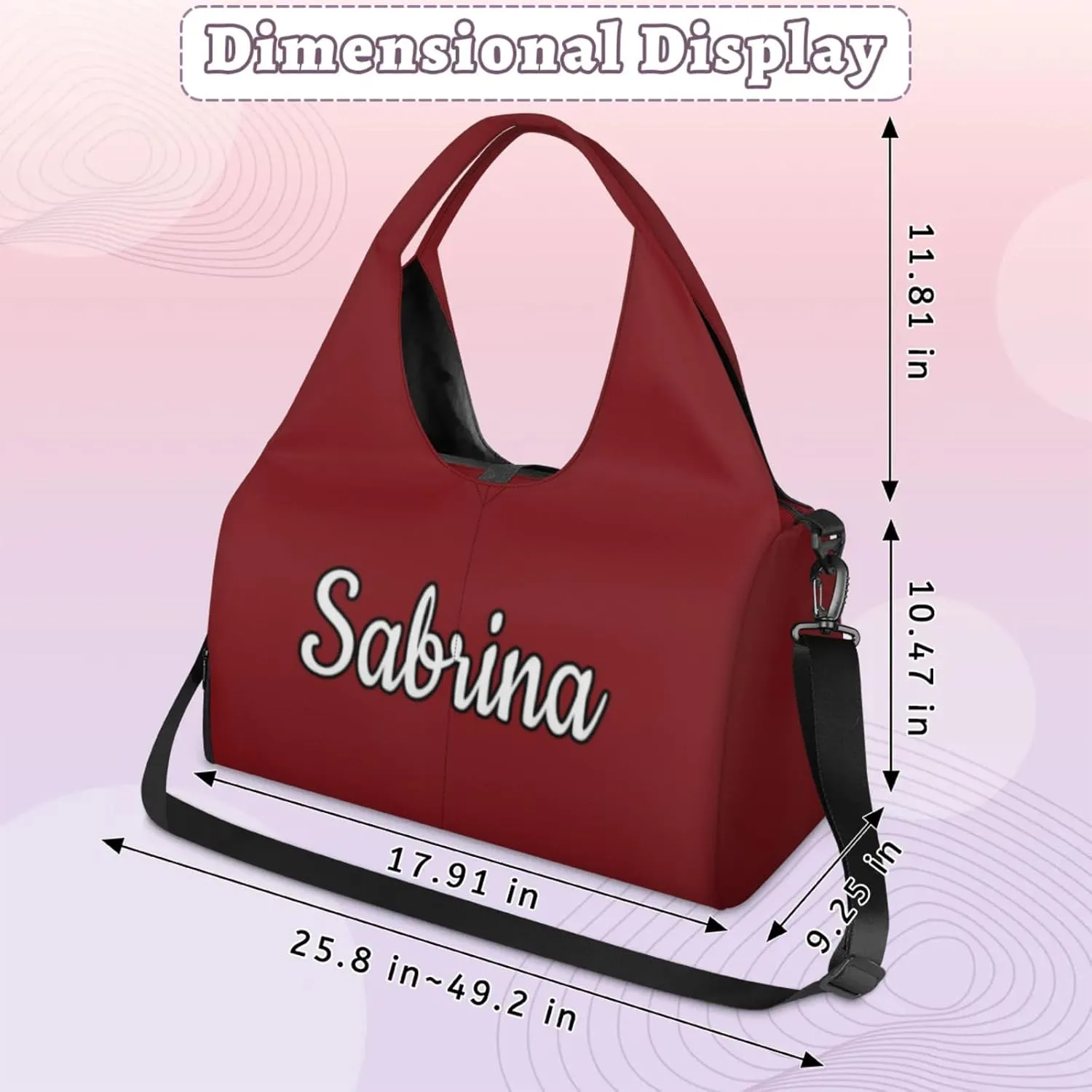 Custom Yoga Mat Gym Bag Tote Bag for Women Travel Workout Personalized Name Pilates Duffle Bag
