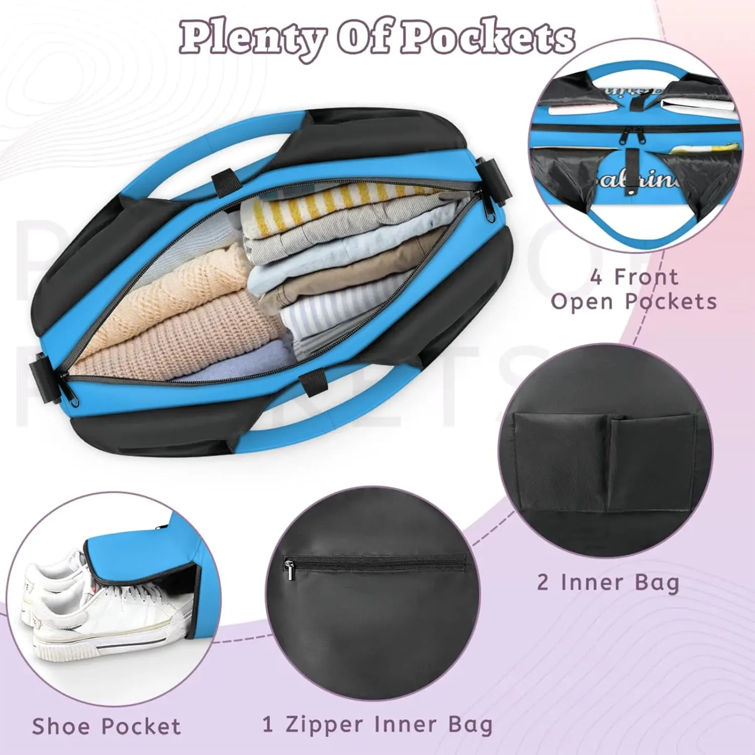 Custom Yoga Mat Gym Bag Tote Bag for Women Travel Workout Personalized Name Pilates Duffle Bag