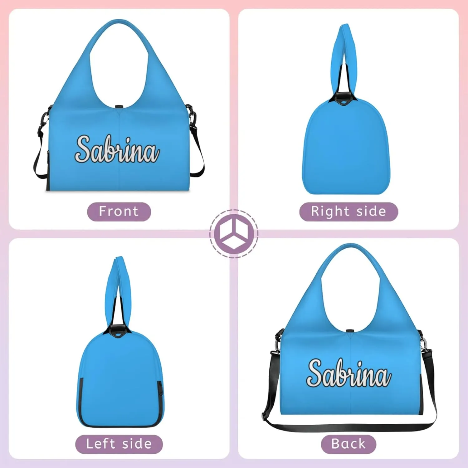 Custom Yoga Mat Gym Bag Tote Bag for Women Travel Workout Personalized Name Pilates Duffle Bag