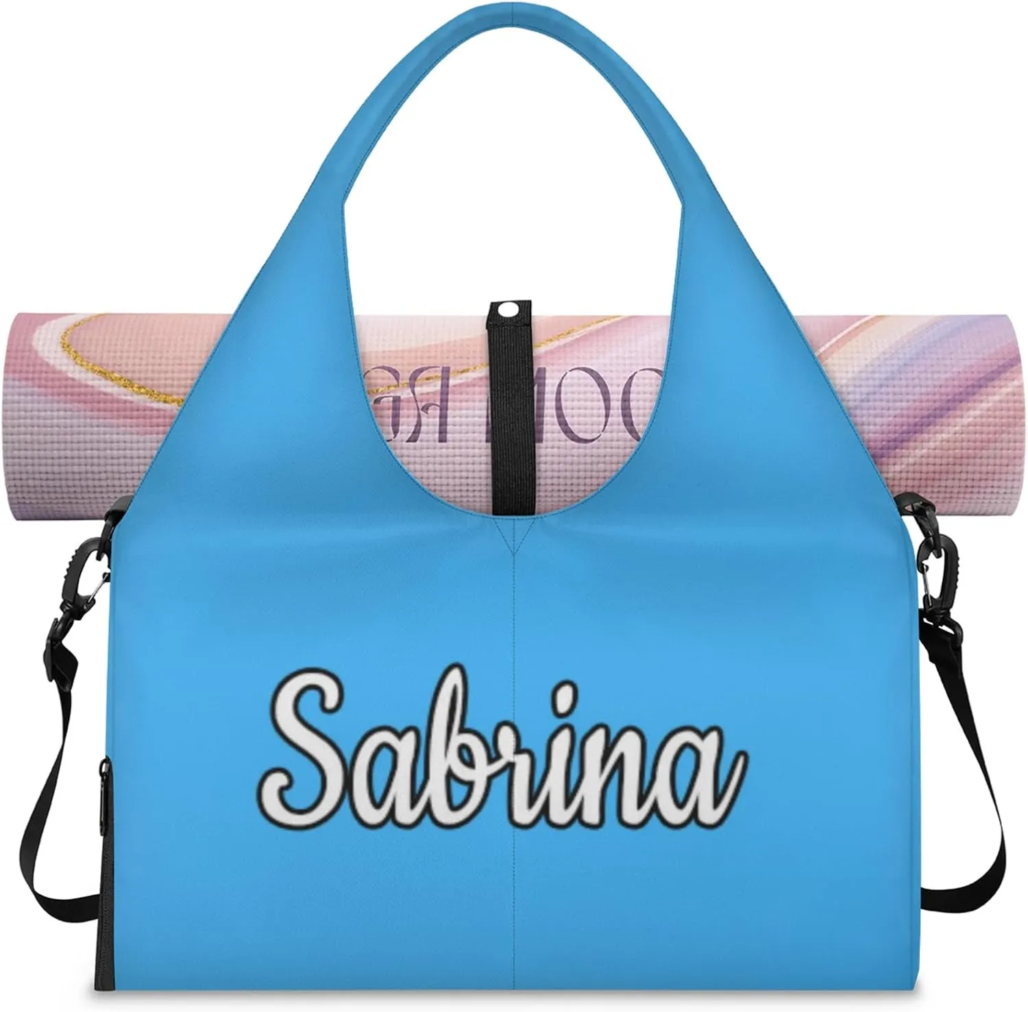 Custom Yoga Mat Gym Bag Tote Bag for Women Travel Workout Personalized Name Pilates Duffle Bag
