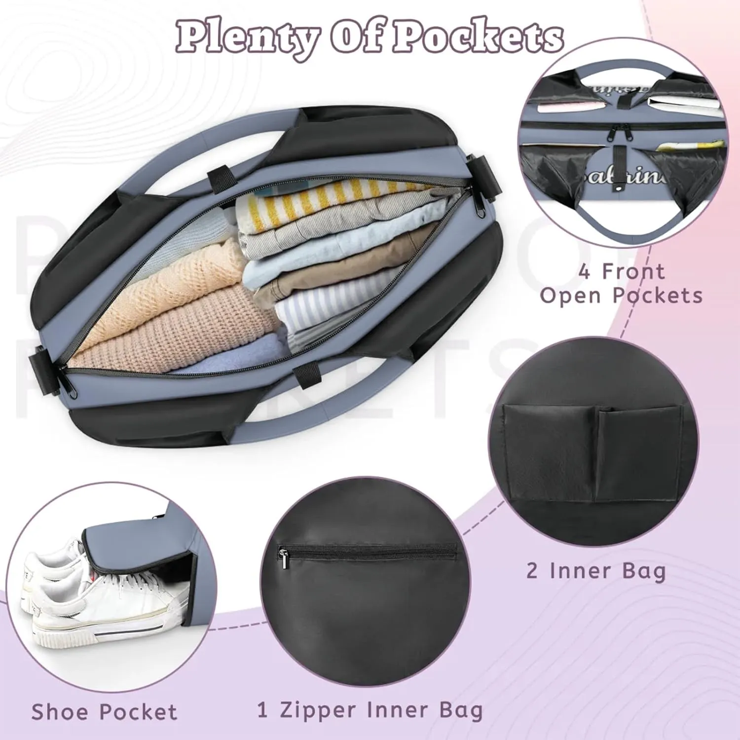 Custom Yoga Mat Gym Bag Tote Bag for Women Travel Workout Personalized Name Pilates Duffle Bag