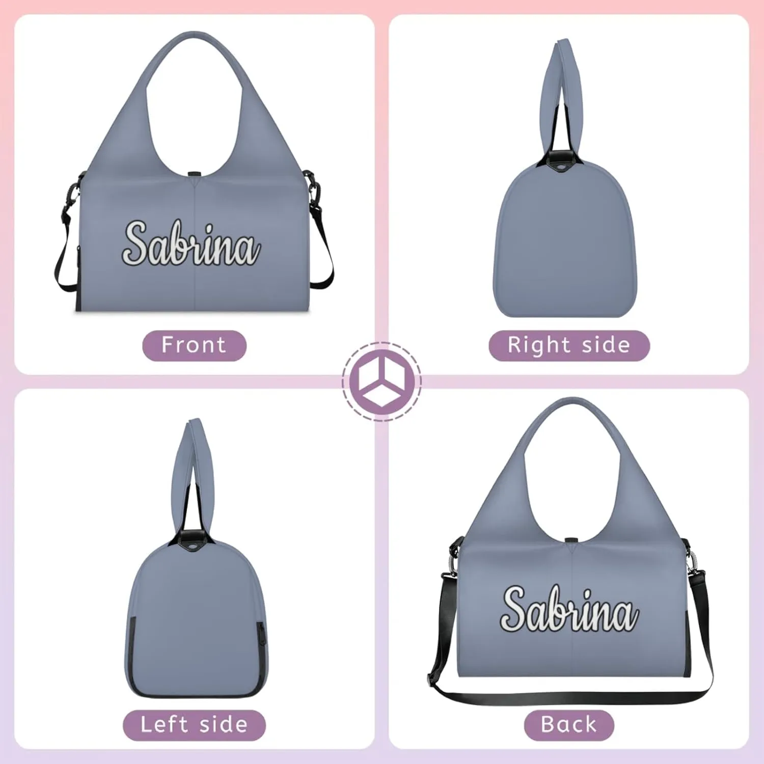 Custom Yoga Mat Gym Bag Tote Bag for Women Travel Workout Personalized Name Pilates Duffle Bag