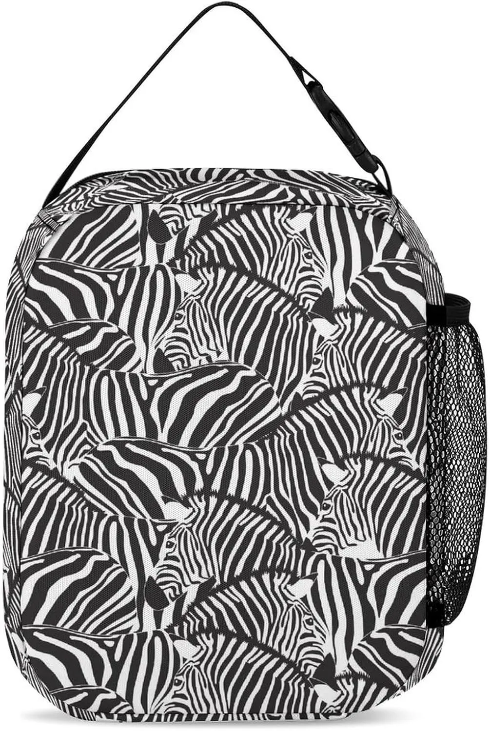 Custom Zebra Backpack with Lunch Box & Pencil Case, 16 Inch Cute Zebras Themed Bookbag, Adjustable Lightweight Large Capacity, Colorful Daily Casual Backpacks Set with Lunch Bag