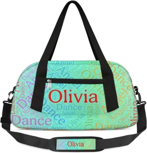 Customized Name 07 Kids Duffel Overnight Bag Girls, Personalized Teens Dance Bag Overnight Weekender Duffel Bags for Girls Travel School Practice