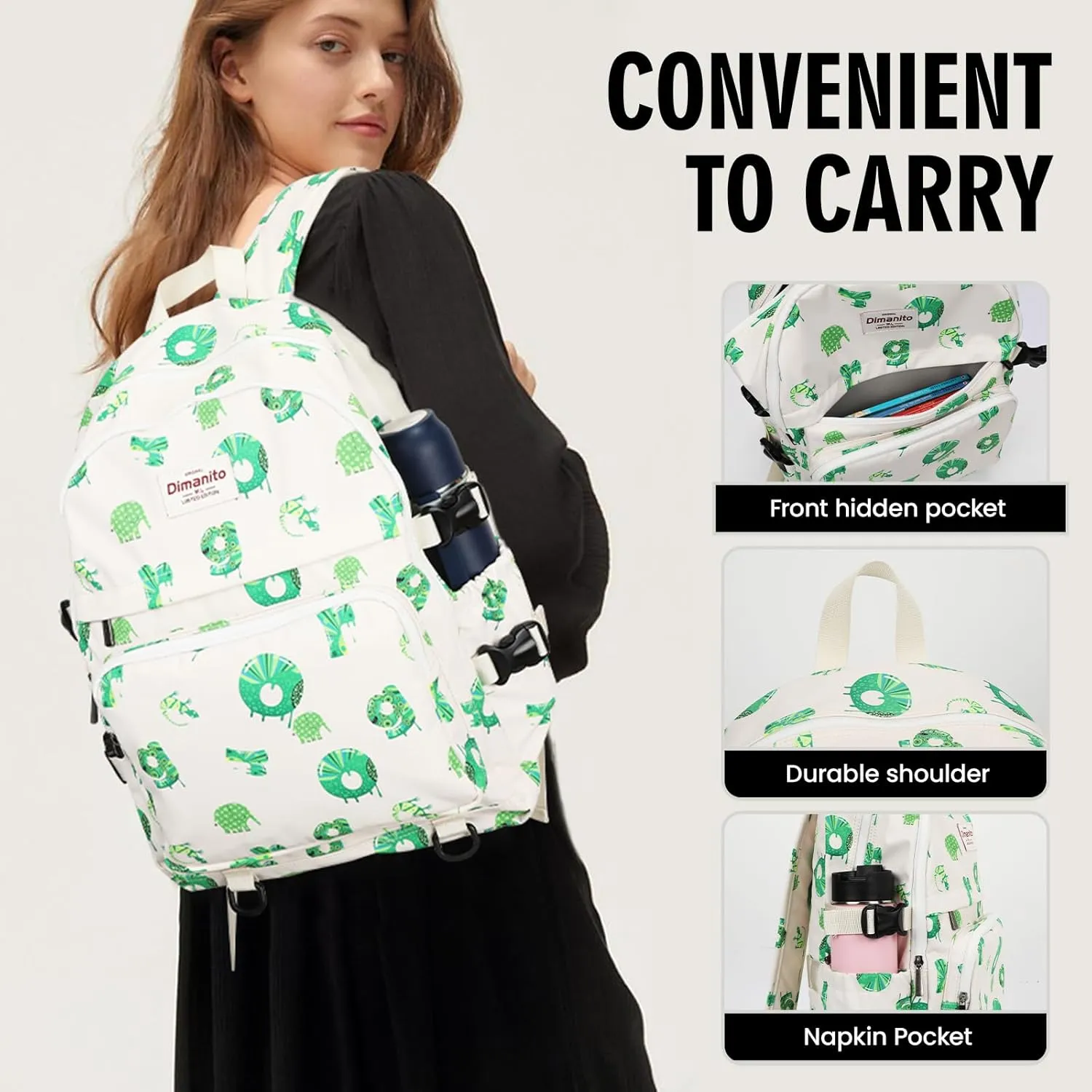 Cute Animal Laptop Backpack with USB charging port for 15.6 inch-16 inch laptop College Outdoor Travel Backpack