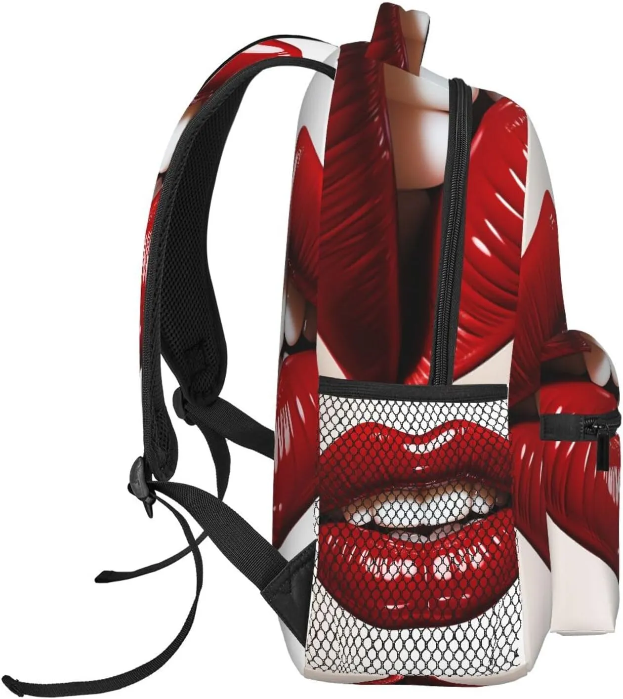 Cute Graphic Red Lips Backpack Lightweight Laptop Backpack Travel Rucksack for Men Women Canvas Daypack