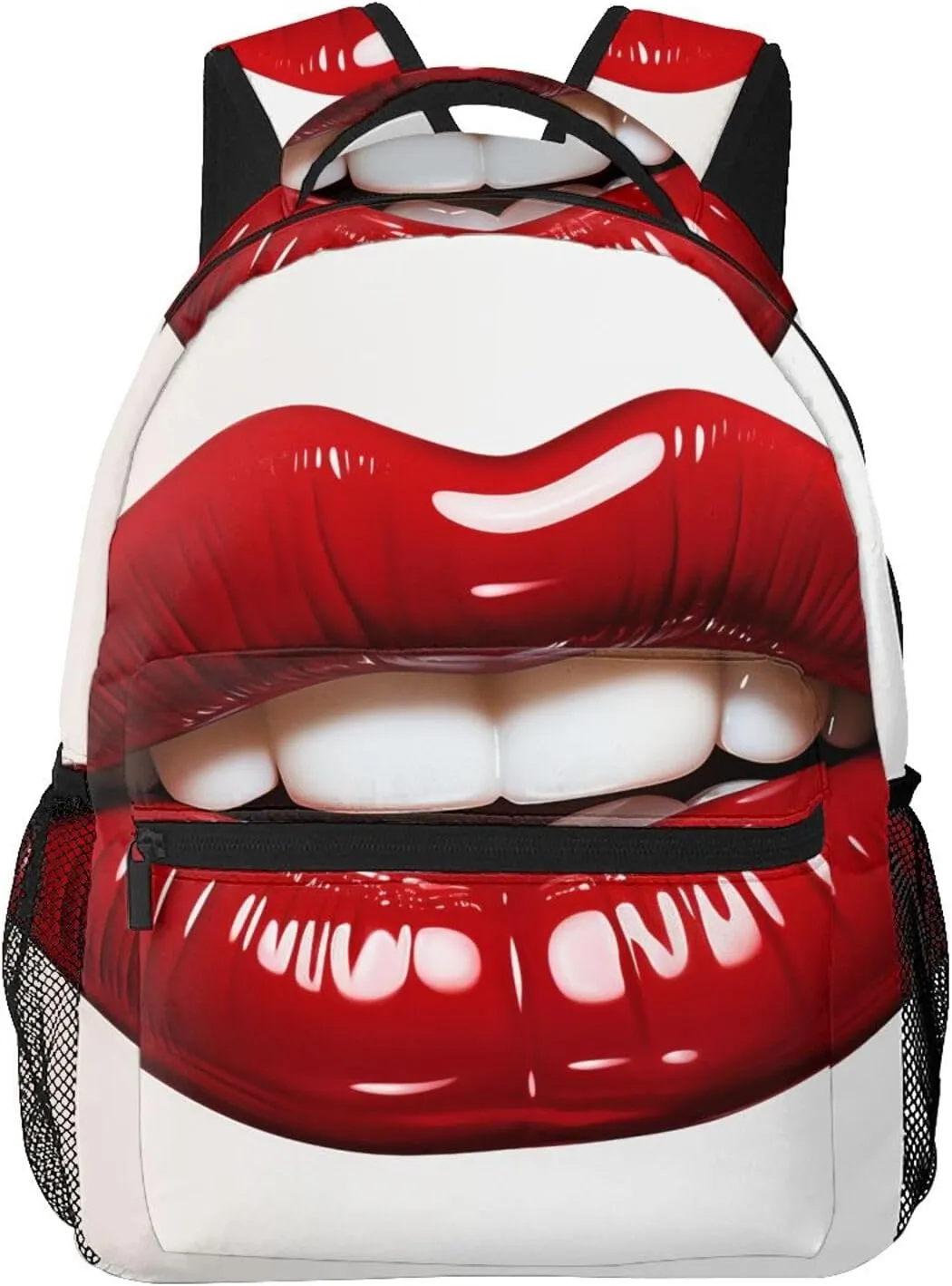 Cute Graphic Red Lips Backpack Lightweight Laptop Backpack Travel Rucksack for Men Women Canvas Daypack