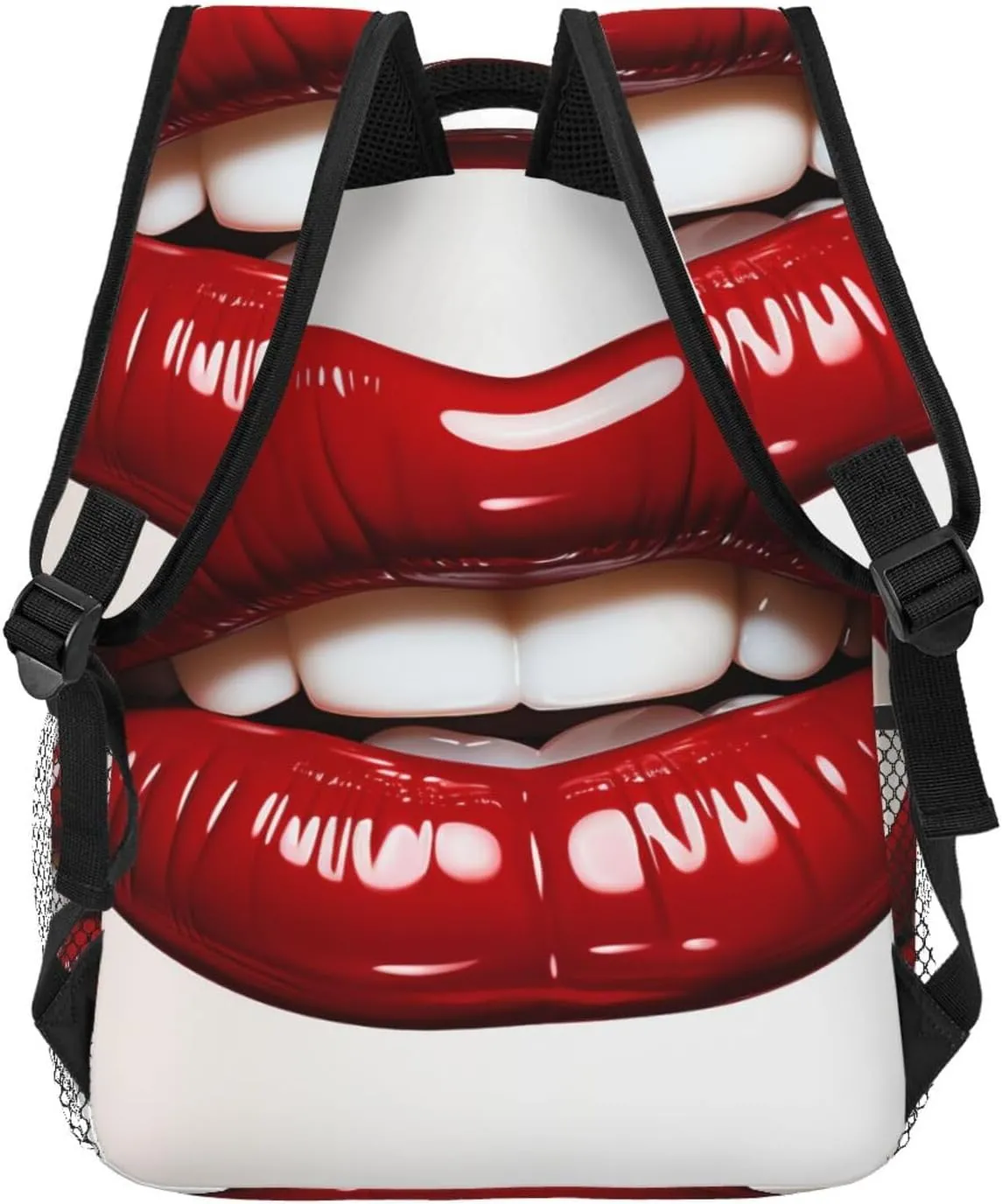 Cute Graphic Red Lips Backpack Lightweight Laptop Backpack Travel Rucksack for Men Women Canvas Daypack