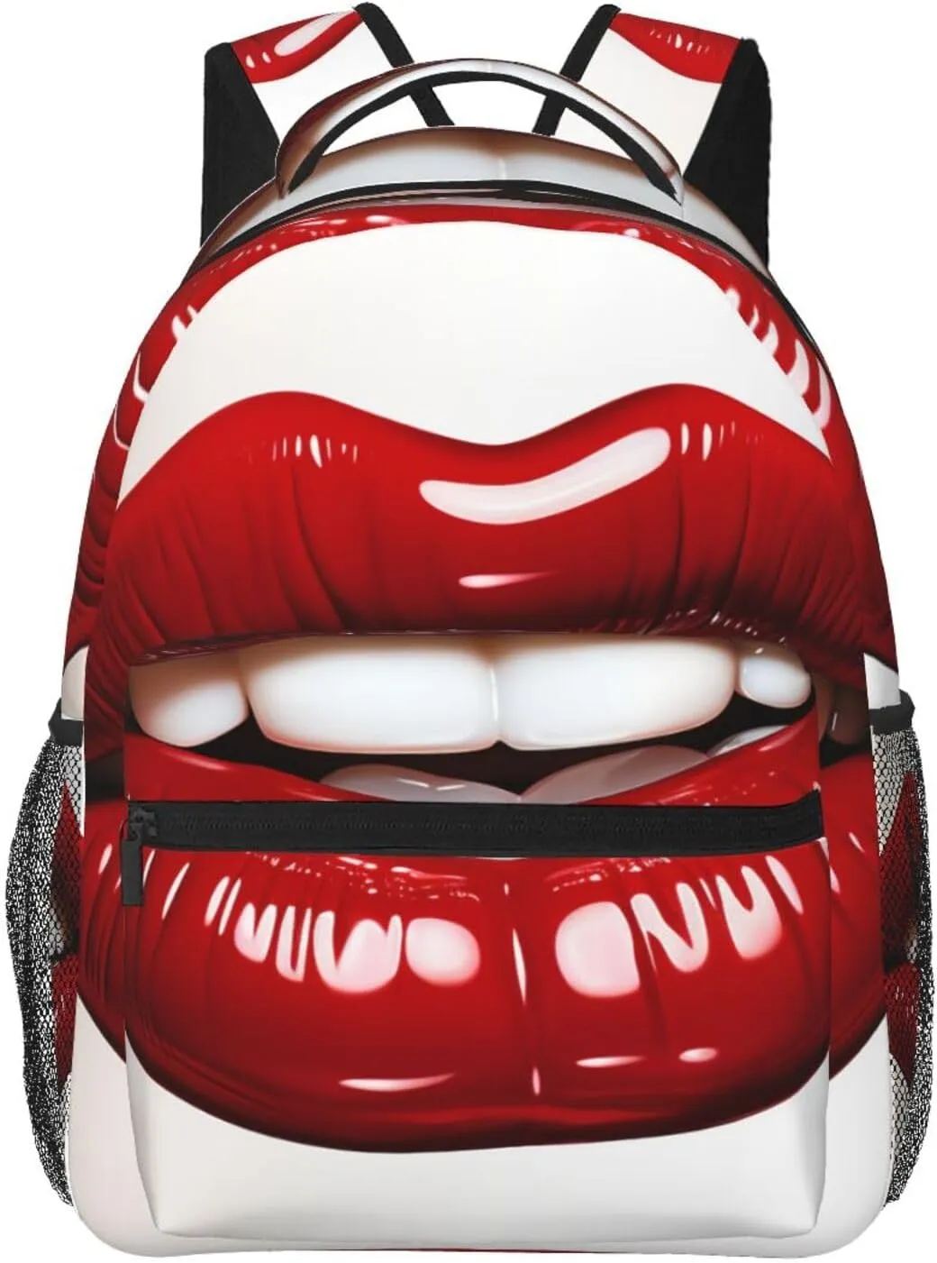 Cute Graphic Red Lips Backpack Lightweight Laptop Backpack Travel Rucksack for Men Women Canvas Daypack