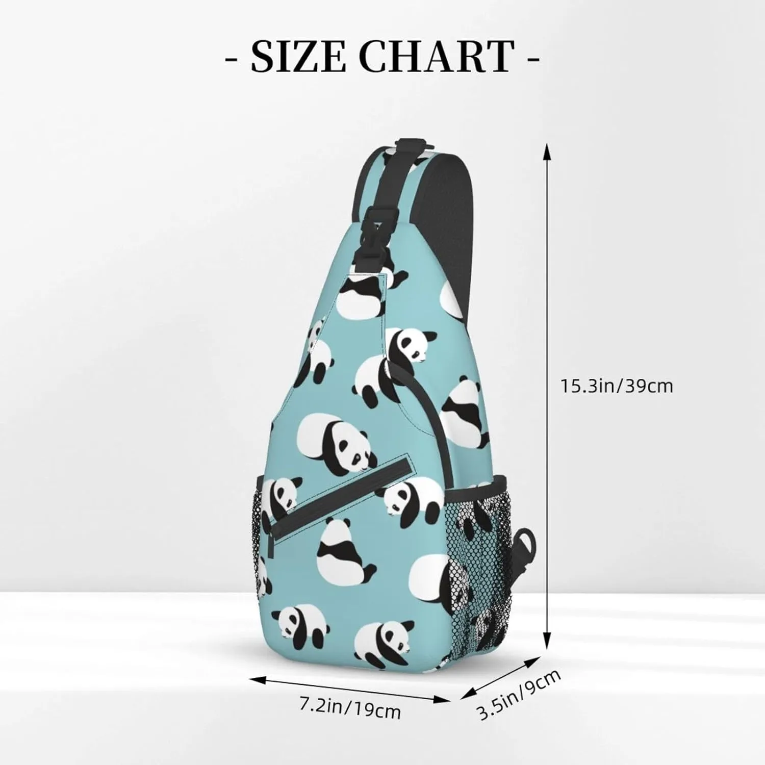 Cute Panda Bear Small Sling Bag for Women Mens Crossbody Sling Backpack Travel Hiking Daypack Shoulder Chest Bag with Adjustable Strap