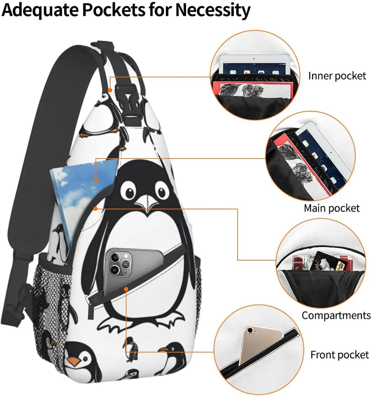 Cute Rabbits Shoulder Bag Crossbody Backpack Chest Bag Lightweight Sling Daypackstravel Hiking Cycling For Men Women