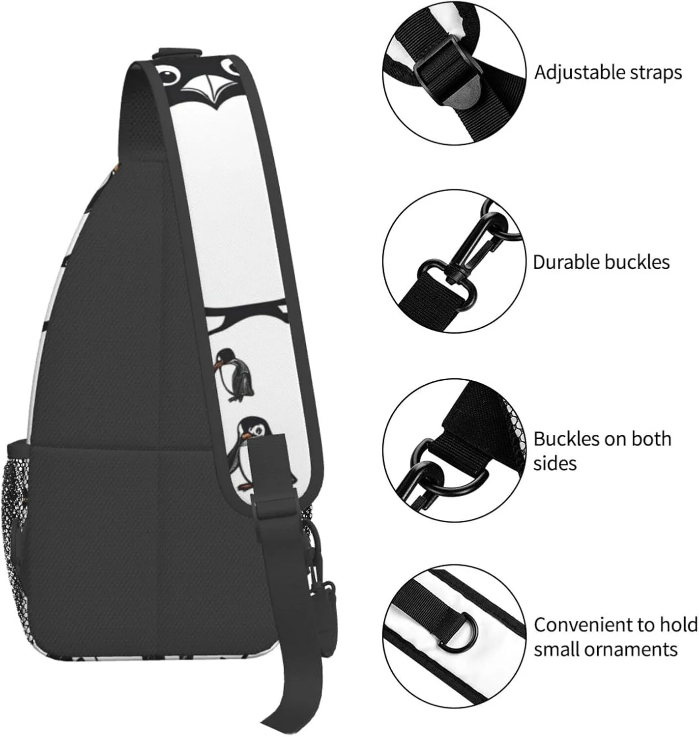Cute Rabbits Shoulder Bag Crossbody Backpack Chest Bag Lightweight Sling Daypackstravel Hiking Cycling For Men Women