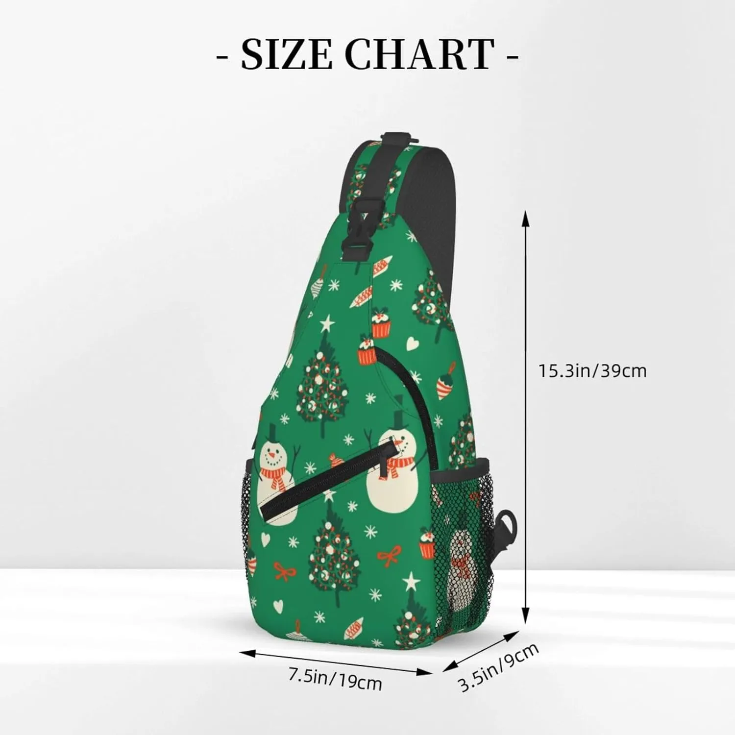 Cute Snowman Crossbody Sling Bag Adjustable Holiday Pattern With Christmas Candies Chest Bag Shoulder Bag Backpack